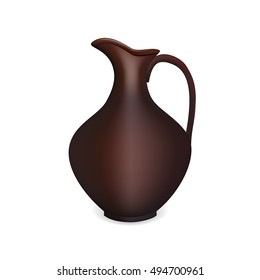 Vector realistic clay pitcher for water, milk, wine or any other liquid.