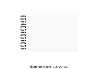 Vector realistic closed notebook. Vertical blank copybook with metallic silver spiral. Template (mock up) of organizer or diary isolated.
