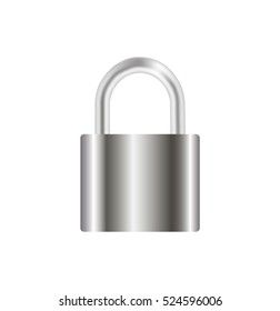 Vector realistic closed padlock. Steel lock for protection privacy illustration