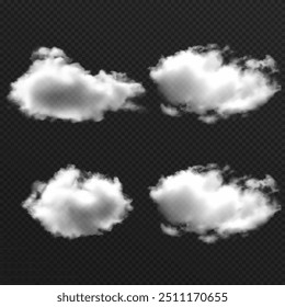 Vector realistic cloud on isolated transparent background. Cloud png.