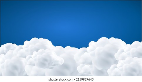 Vector realistic cloud sky on the blue background. Cloudscape, Vector. 