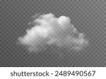 Vector realistic cloud, smoke or fog on isolated transparent background. Cloud png. Cloud, smoke, fog png.