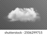 Vector realistic cloud, smoke or fog on isolated transparent background. Cloud png. Cloud, smoke, fog png.