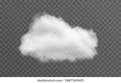 Vector realistic cloud, smoke or fog on isolated transparent background. Cloud png. Cloud, smoke, fog png.