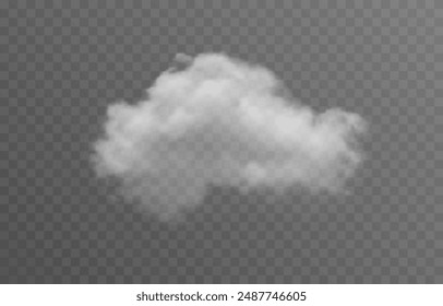 Vector realistic cloud, smoke or fog on isolated transparent background. Cloud png. Cloud, smoke, fog png.