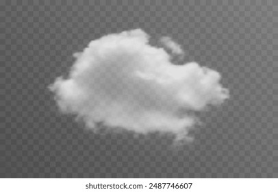 Vector realistic cloud, smoke or fog on isolated transparent background. Cloud png. Cloud, smoke, fog png.