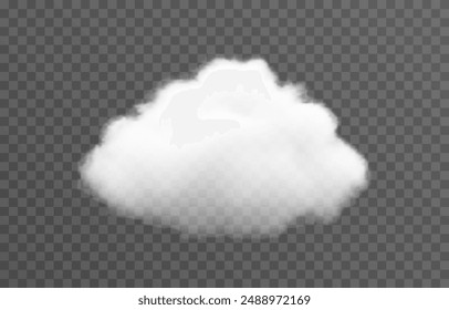 Vector realistic cloud, smoke or fog on isolated transparent background. Cloud png. Cloud, smoke, fog png.