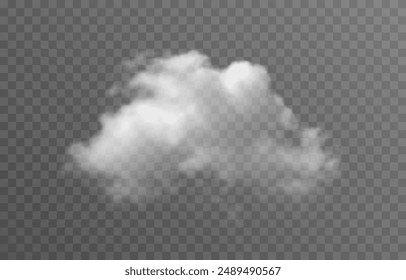 Vector realistic cloud, smoke or fog on isolated transparent background. Cloud png. Cloud, smoke, fog png.