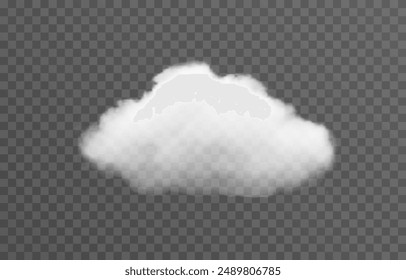 Vector realistic cloud, smoke or fog on isolated transparent background. Cloud png. Cloud, smoke, fog png.
