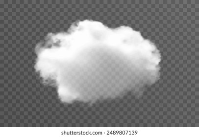 Vector realistic cloud, smoke or fog on isolated transparent background. Cloud png. Cloud, smoke, fog png.