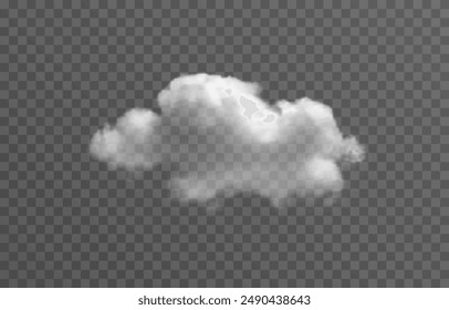 Vector realistic cloud, smoke or fog on isolated transparent background. Cloud png. Cloud, smoke, fog png.