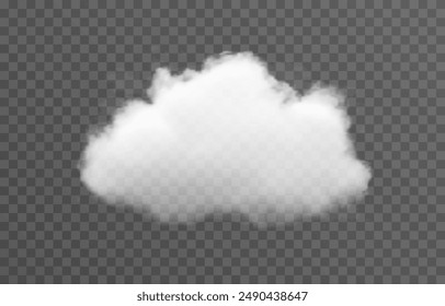 Vector realistic cloud, smoke or fog on isolated transparent background. Cloud png. Cloud, smoke, fog png.