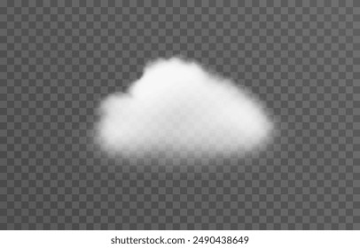 Vector realistic cloud, smoke or fog on isolated transparent background. Cloud png. Cloud, smoke, fog png.