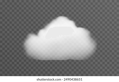 Vector realistic cloud, smoke or fog on isolated transparent background. Cloud png. Cloud, smoke, fog png.
