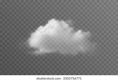 Vector realistic cloud, smoke or fog on isolated transparent background. Cloud png. Cloud, smoke, fog png.