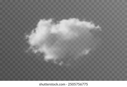 Vector realistic cloud, smoke or fog on isolated transparent background. Cloud png. Cloud, smoke, fog png.