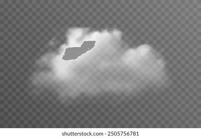 Vector realistic cloud, smoke or fog on isolated transparent background. Cloud png. Cloud, smoke, fog png.