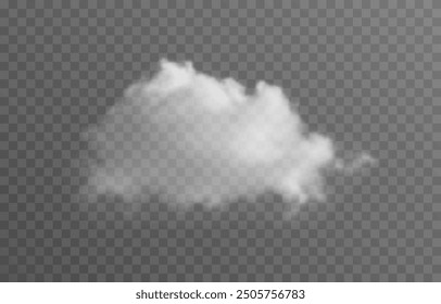 Vector realistic cloud, smoke or fog on isolated transparent background. Cloud png. Cloud, smoke, fog png.