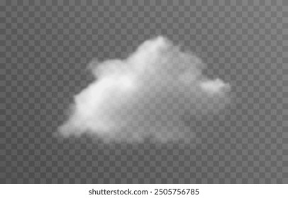Vector realistic cloud, smoke or fog on isolated transparent background. Cloud png. Cloud, smoke, fog png.