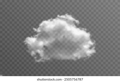 Vector realistic cloud, smoke or fog on isolated transparent background. Cloud png. Cloud, smoke, fog png.
