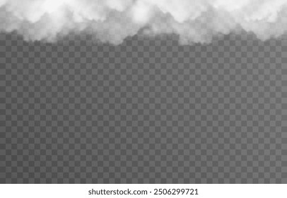 Vector realistic cloud, smoke or fog on isolated transparent background. Cloud png. Cloud, smoke, fog png.