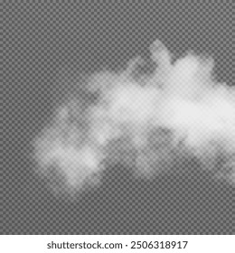 Vector realistic cloud, smoke or fog on isolated transparent background. Cloud png. Smoke png