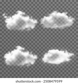 Vektorrealistische Wolke, Rauch oder Nebel auf einzeln transparentem Hintergrund. Cloud png. Smoke png	