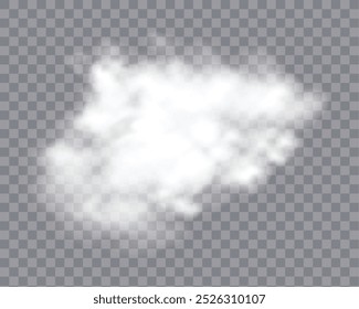 Vector realistic cloud, smoke or fog on isolated transparent background. 