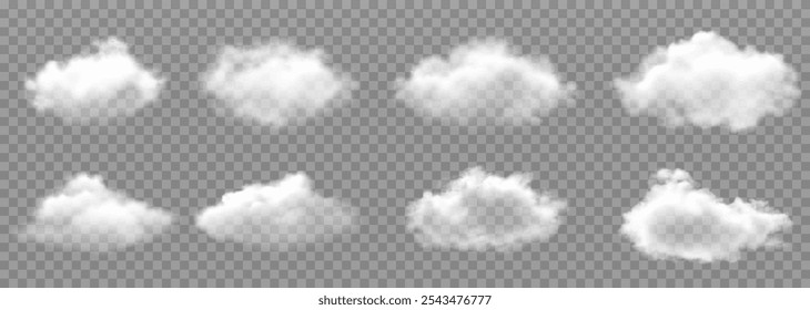 Vektorrealistische Wolke, Rauch oder Nebel auf einzeln transparentem Hintergrund. Cloud png. Smoke png