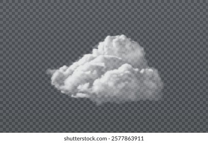 Vector realistic cloud, smoke or fog on isolated transparent background. Cloud png. Smoke png