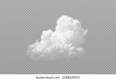 Vector realistic cloud, smoke or fog on isolated transparent background. Cloud png. Smoke png