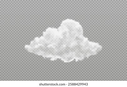 Vector realistic cloud, smoke or fog on isolated transparent background. Cloud png. Smoke png