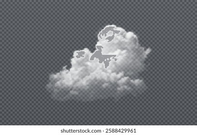 Vector realistic cloud, smoke or fog on isolated transparent background. Cloud png. Smoke png