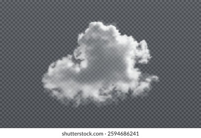 Vector realistic cloud, smoke or fog on isolated transparent background. Cloud png. Smoke png