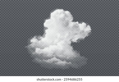 Vector realistic cloud, smoke or fog on isolated transparent background. Cloud png. Smoke png