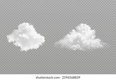 Vector realistic cloud, smoke or fog on isolated transparent background. Cloud png. Smoke png