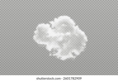 Vector realistic cloud, smoke or fog on isolated transparent background. Cloud png. Smoke png