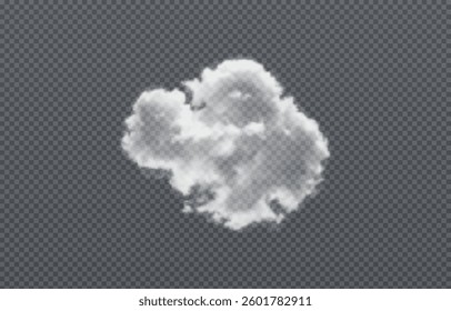 Vector realistic cloud, smoke or fog on isolated transparent background. Cloud png. Smoke png