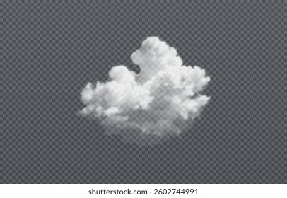 Vector realistic cloud, smoke or fog on isolated transparent background. Cloud png. Smoke png