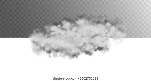 Vector realistic cloud, smoke or fog on isolated transparent background. Cloud png. Cloud, smoke, fog png