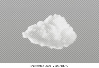 Vector realistic cloud, smoke or fog on isolated transparent background. Cloud png. Smoke png