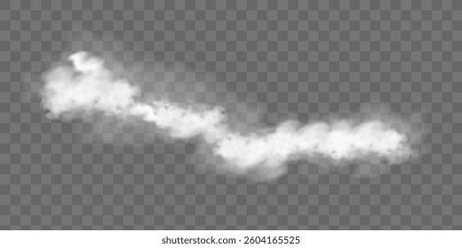 Vector realistic cloud, smoke or fog on isolated transparent background. Cloud png. Cloud, smoke, fog png.	