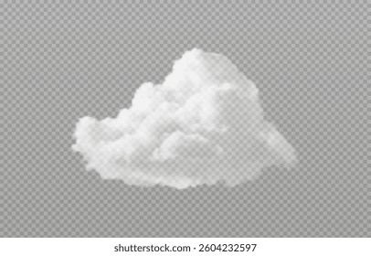 Vector realistic cloud, smoke or fog on isolated transparent background. Cloud png. Smoke png