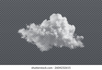 Vector realistic cloud, smoke or fog on isolated transparent background. Cloud png. Smoke png