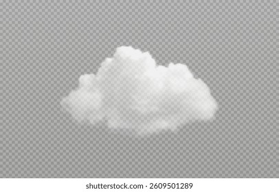 Vector realistic cloud, smoke or fog on isolated transparent background. Cloud png. Smoke png