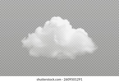 Vector realistic cloud, smoke or fog on isolated transparent background. Cloud png. Smoke png
