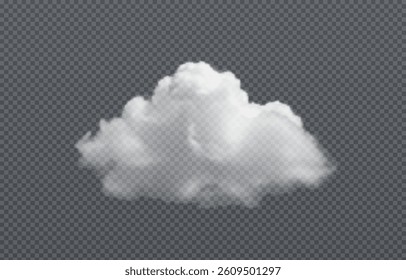 Vector realistic cloud, smoke or fog on isolated transparent background. Cloud png. Smoke png