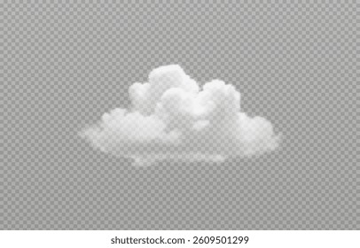 Vector realistic cloud, smoke or fog on isolated transparent background. Cloud png. Smoke png