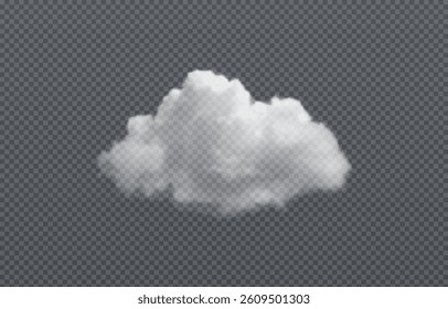 Vector realistic cloud, smoke or fog on isolated transparent background. Cloud png. Smoke png