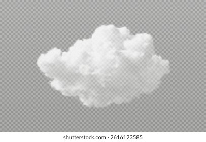 Vector realistic cloud, smoke or fog on isolated transparent background. Cloud png. Smoke png